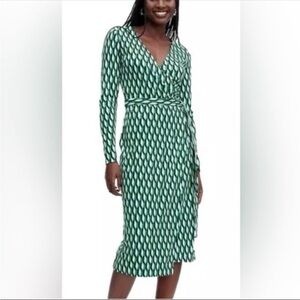 Women's Long Sleeve Midi Arrow Geo Green Wrap Dress - DVF for Target XS